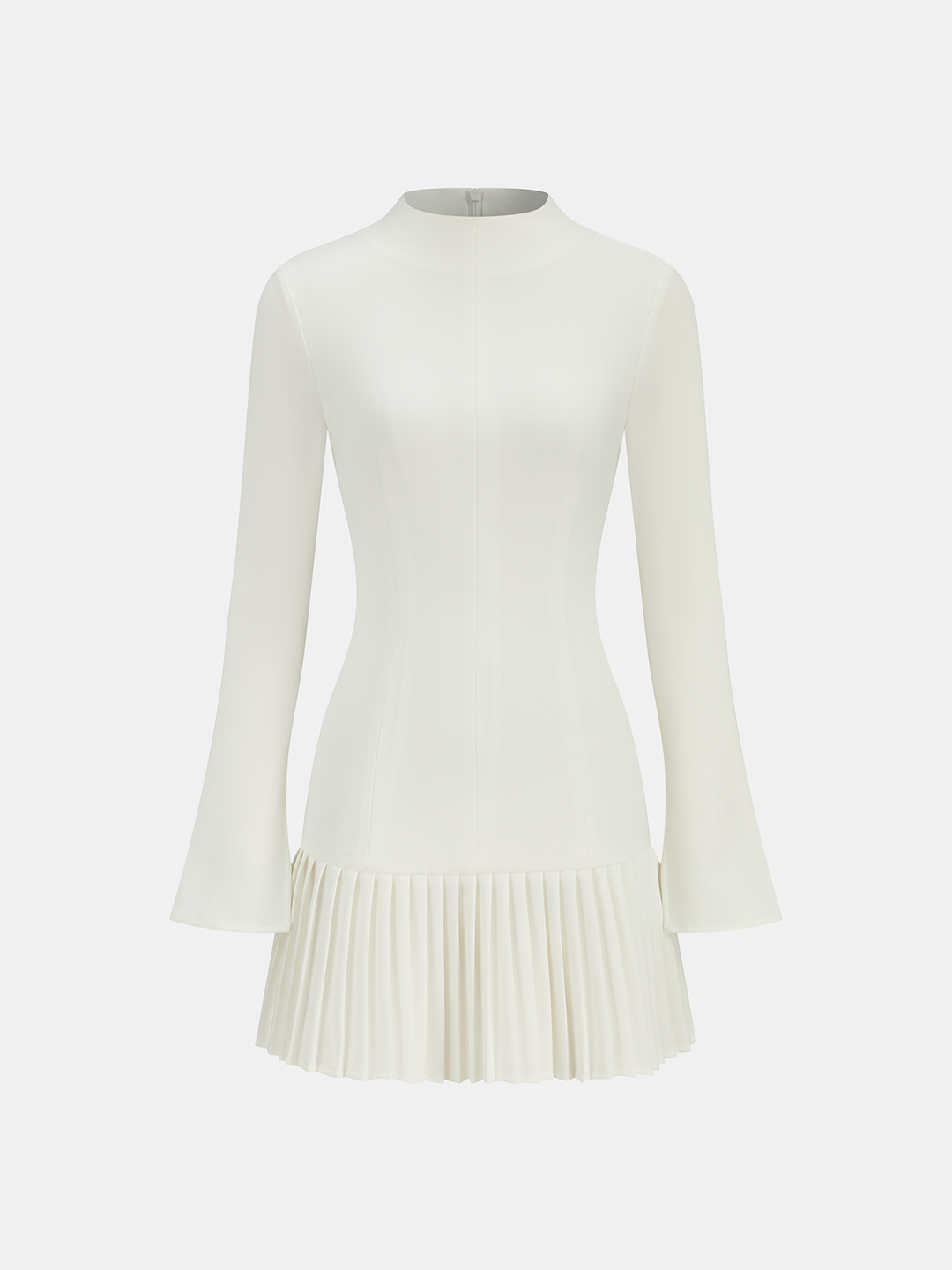 Pleated Hem Mock Neck Mini Dress